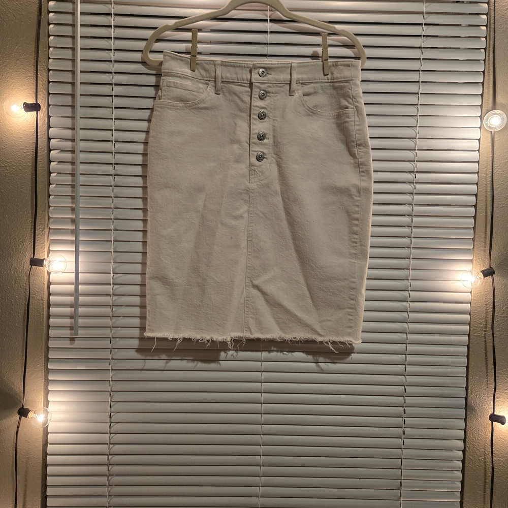 Banana Republic Off-White Button Midi Skirt
